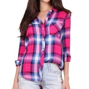 Rails Hunter Plaid Button-Front Shirt in Berry/Navy